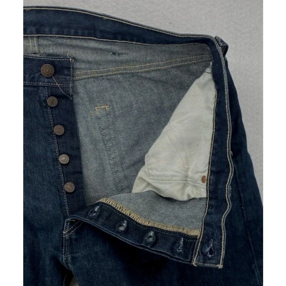 Levis 501 Original Fit Jeans Mens 38x30 Dark Wash Straight Leg 100% Cotton Blue